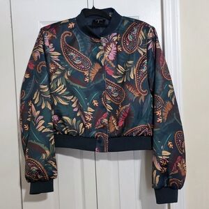 T Tahari Paisley Floral Bomber Jacket - Multicolor